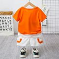 2pcs Toddler Boy Trendy Letter Print Tee and Shorts Set Orange image 2