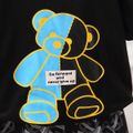 2pcs Toddler Boy Playful Bear Print Tee & Allover Print Shorts Set Black