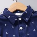 2pcs Toddler Boy Preppy style Anchor Print Polo Shirt and Shorts Set Royal Blue