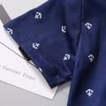 2pcs Toddler Boy Preppy style Anchor Print Polo Shirt and Shorts Set Royal Blue image 2