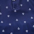 2pcs Toddler Boy Preppy style Anchor Print Polo Shirt and Shorts Set Royal Blue image 3