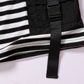 2pcs Toddler Boy Trendy Stripe Pocket Design Tee and Black Shorts Set Black image 4