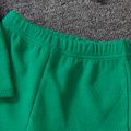 2pcs Toddler Boy Casual Solid Color Waffle Tee and Elasticized Shorts Set Dark Green image 5