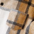 Kid Boy Lapel Collar Button Design Long-sleeve Plaid Shirt Brown