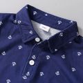 2pcs Toddler Boy Casual Anchor Print Long-sleeve Polo Shirt and Khaki Pants Set Royal Blue image 3