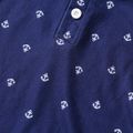قطعتان من قميص بولو للأطفال الصغار غير رسمي بطبعة مرساة وأكمام طويلة وسراويل كاكي الأزرق الملكي image 4