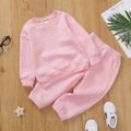 2pcs Toddler Boy Basic Solid Color Textured Sweatshirt and Pants Set Pink