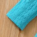 2pcs Toddler Girl Mock Neck Textured Long-sleeve Blue Tee and Bowknot Design Pants Set Blue