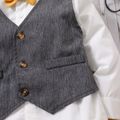 2pcs Toddler Boy Gentleman Suit, Faux-two Bow tie Vest Design Shirt and Pants Party Set Grey image 5
