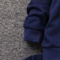 2pcs Toddler Boy Colorblock Letter Print Sweatshirt and Ripped Pants Set Color block image 5