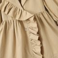 Toddler Girl Elegant 100% Cotton Ruffled Lapel Collar Khaki Trench Coat Khaki image 4