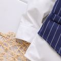 2pcs Toddler Boy Gentleman Suit, Faux-two Stripe Long-sleeve Shirt and Pants Set Blue