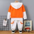 2pcs Toddler Boy Trendy Faux-two Letter Print Hoodie Sweatshirt and Pants Set Orange image 2