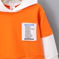 2pcs Toddler Boy Trendy Faux-two Letter Print Hoodie Sweatshirt and Pants Set Orange image 4