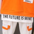 2pcs Toddler Boy Trendy Faux-two Letter Print Hoodie Sweatshirt and Pants Set Orange