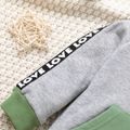 100% Cotton 2pcs Baby Boy/Girl Letter Print Colorblock Long-sleeve Hoodie and Sweatpants Set Green