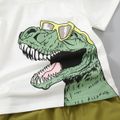 2 pièces Enfant en bas âge Garçon Poche plaquée Enfantin Dinosaure ensembles de t-shirts Blanc image 5