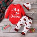 Christmas Baby Boy/Girl 100% Cotton Long-sleeve Graphic Print Dress/Set Red image 2