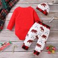 Vestido/conjunto com estampa gráfica de manga longa para bebê/menina de natal 100% algodão Vermelho image 3