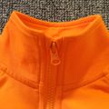 Kid Boy Letter Print Stand Collar Zipper Pocket Design Orange Jacket Orange