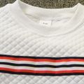 Kid Boy Preppy style Striped Webbing Textured Pullover Sweatshirt White image 4