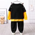 2pcs Toddler Boy Trendy Faux-two Colorblock Sweatshirt and Letter Print Pants Set Color block