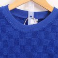 2pcs Kid Boy Solid Color Textured Pullover Sweatshirt and Elasticized Pants Set Royal Blue image 4