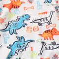 2pcs Kid Boy Animal Dinosaur Print Pullover Sweatshirt and 100% Cotton Pocket Design Pants Set OffWhite image 3