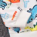 2pcs Kid Boy Animal Dinosaur Print Pullover Sweatshirt and 100% Cotton Pocket Design Pants Set OffWhite image 5