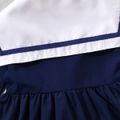 Toddler Girl Preppy style Removable Sailor Cape Design Long-sleeve Dress Dark Blue image 4