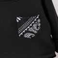 2pcs Toddler Boy Trendy Pocket Design Sweatshirt and Allover Print Pants Set Black image 4