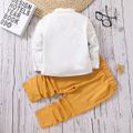 2pcs Baby Boy 100% Cotton Pants and Gentleman Waistcoat Faux-two Long-sleeve Shirt Set Yellow image 2