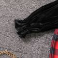 2pcs Toddler Girl Trendy Velvet Black Sweatshirt and Plaid Flared Pants Set Black image 5