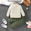 3pcs Baby Boy Long-sleeve Cardigan Sweater and Plaid Shirt with Solid Carrot Pants Set White image 3