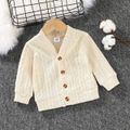 3pcs Baby Boy Long-sleeve Cardigan Sweater and Plaid Shirt with Solid Carrot Pants Set White image 4