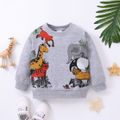 Toddler Boy Playful Animal Print Pullover Sweatshirt Grey