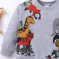 Toddler Boy Playful Animal Print Pullover Sweatshirt Grey