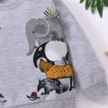 Toddler Boy Playful Animal Print Pullover Sweatshirt Grey image 5