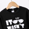 2pcs Toddler Boy Trendy Letter Print Sweatshirt and Pocket Design Pants Set Black image 3