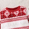 Christmas Baby Boy/Girl Allover Snowflake Long-sleeve Flannel Pullover Red image 4