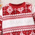 Christmas Baby Boy/Girl Allover Snowflake Long-sleeve Flannel Pullover Red image 3