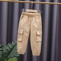 Toddler Boy Trendy 100% Cotton Pocket Design Pants Khaki image 1