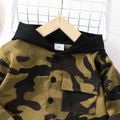Toddler Boy Trendy 100% Cotton Camouflage Print Hooded Shirt Army green image 3