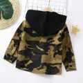 Toddler Boy Trendy 100% Cotton Camouflage Print Hooded Shirt Army green image 2