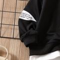2pcs Toddler Boy Trendy Faux-two Sweatshirt and Letter Print Pants Set Black image 4