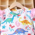 2pcs Toddler Girl Playful Dinosaur Print Tee and Gradient Color Mesh Skirt Set Multi-color image 3