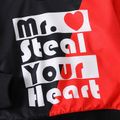 2pcs Toddler Boy Trendy Letter Print Colorblock Sweatshirt and Ripped Pants Set Red image 4