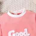 Baby Boy/Girl Letter Embroidered Long-sleeve Romper Pink image 3