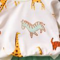 2pcs Baby Boy Allover Dinosaur Print Long-sleeve Sweatshirt & Solid Pants Set LightArmyGreen image 4