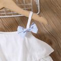2pcs Toddler Girl Sweet 100% Cotton Bowknot Design Layered Camisole and Stripe Shorts Set White image 3